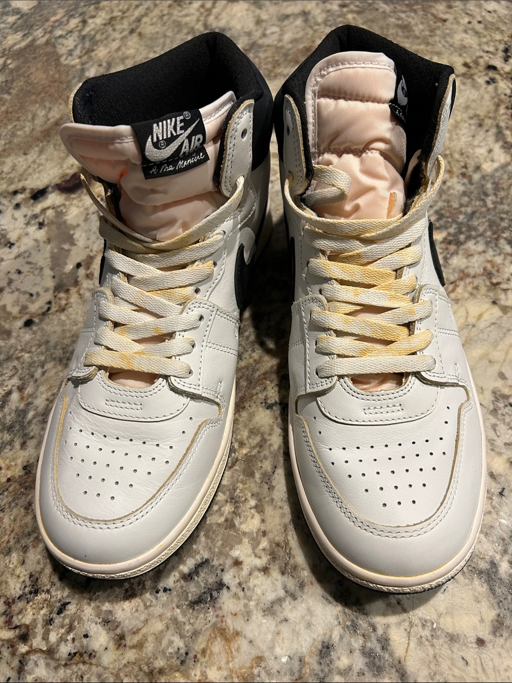 Nike Air + A Ma Maniére High-Top Sneakers in White, Black and White